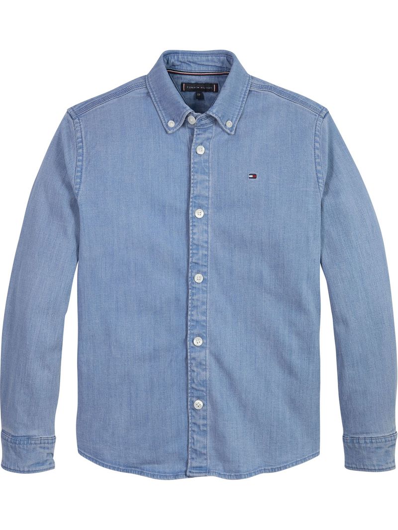 Camisa-denim-Essential-con-cuello-con-botones