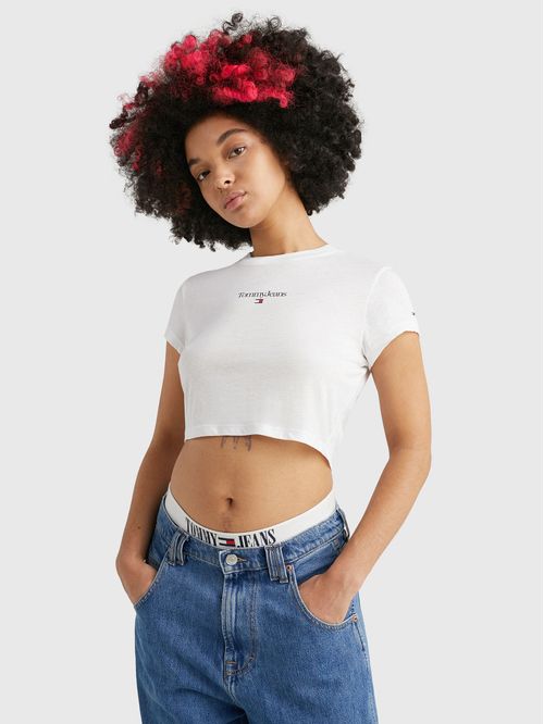 Remera Essential cropped con logo