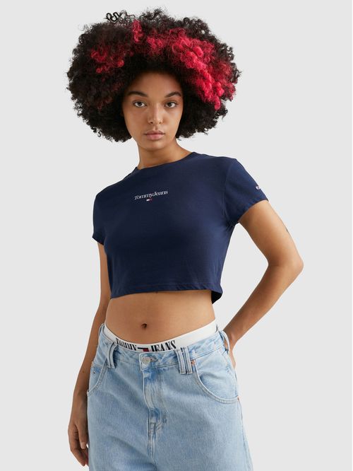 Remera Essential cropped con logo