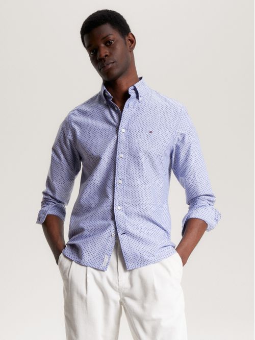Camisa con estampado integral de puntos regular fit