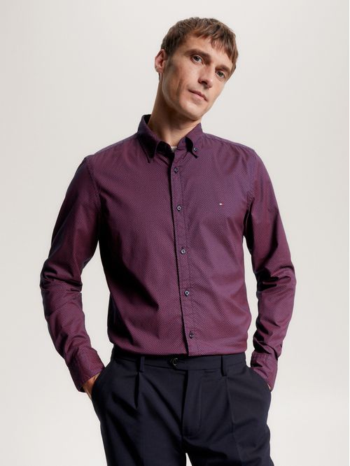 Camisa con microestampado integral slim fit