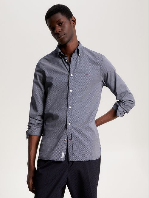 Camisa con microestampado integral slim fit