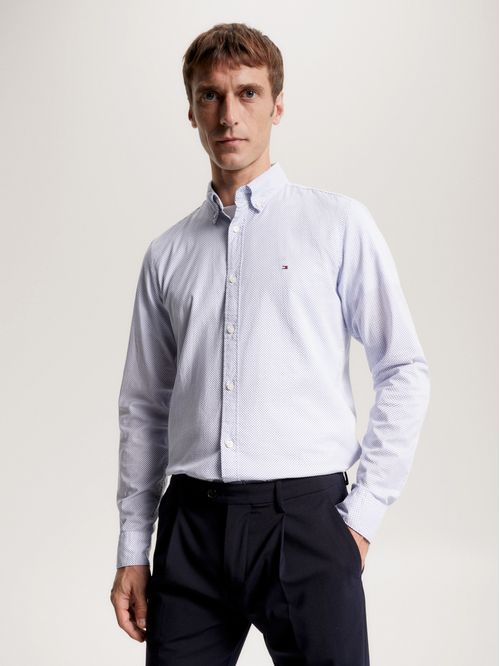 Camisa con microestampado integral slim fit