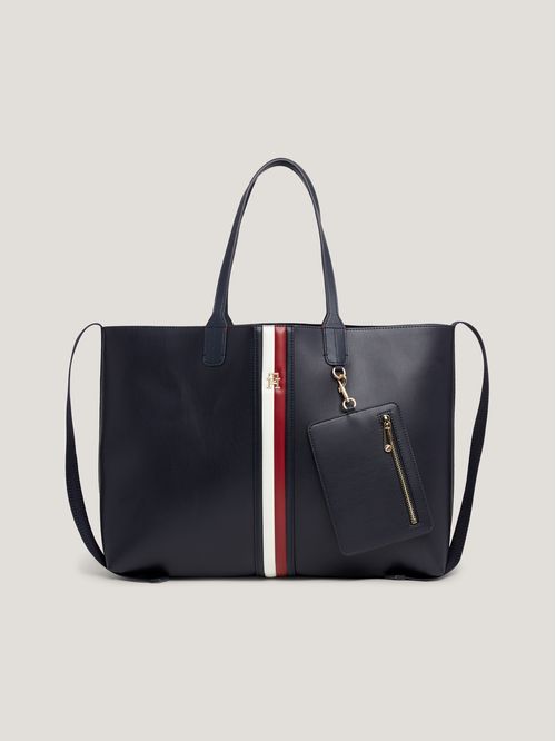 Cartera tote iconic con logo metalizado
