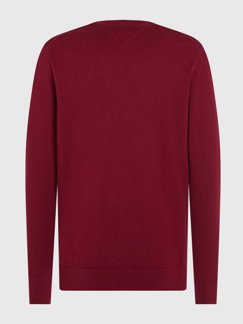 Sweater básico de algodón cuello V regular fit