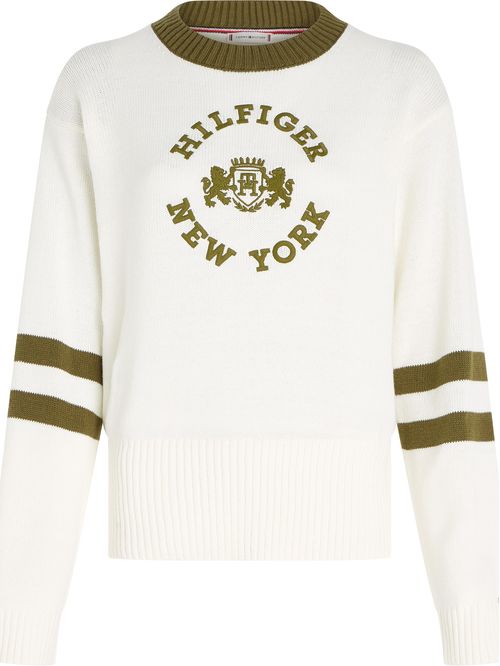 Sweater varsity en cuello v