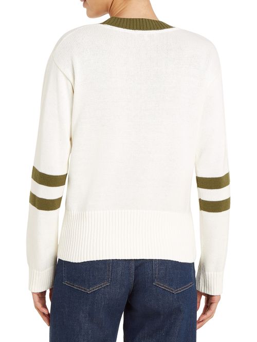 Sweater varsity en cuello v