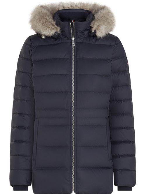 Campera con relleno de pluma y capucha