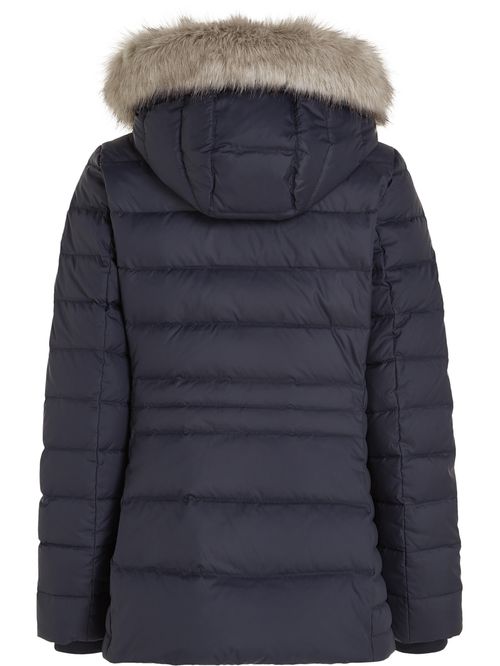 Campera con relleno de pluma y capucha