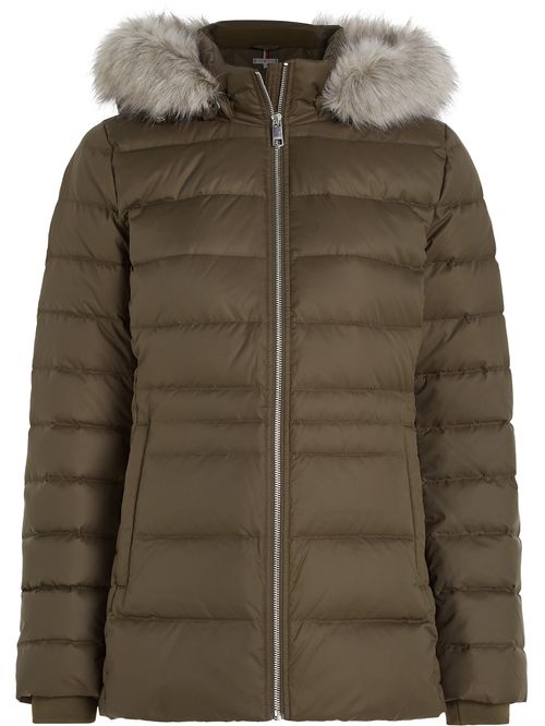 Campera con relleno de pluma y capucha