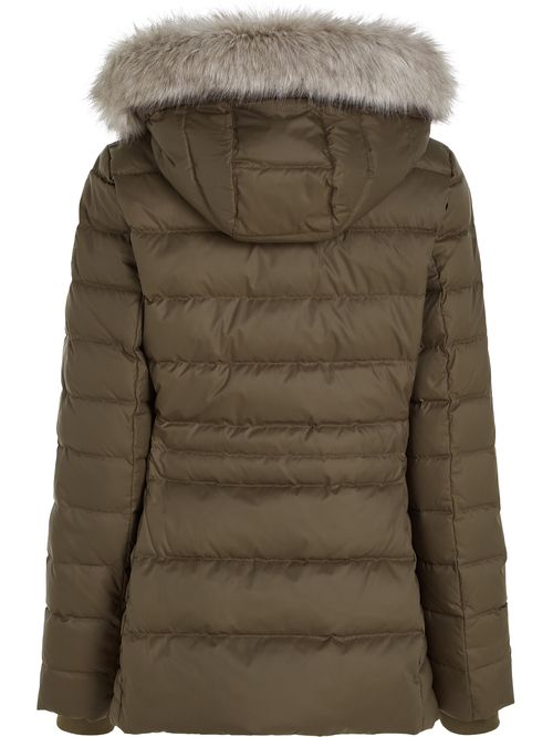 Campera con relleno de pluma y capucha