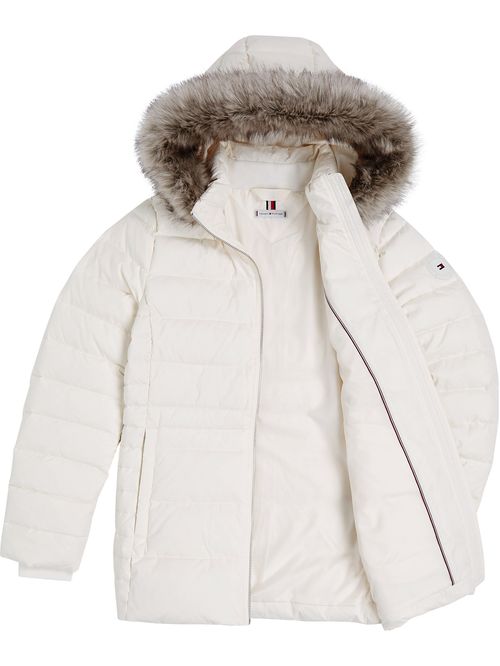 Campera con relleno de pluma y capucha