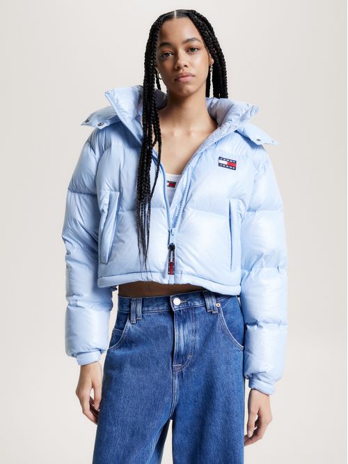 Campera Puffer cropped con capucha