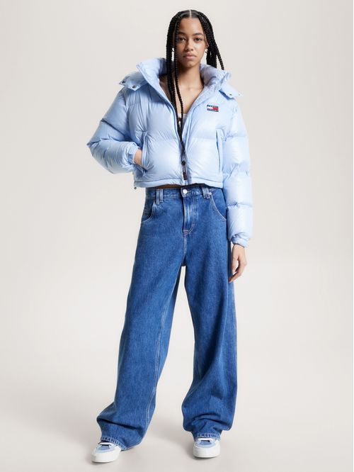 Campera Puffer cropped con capucha