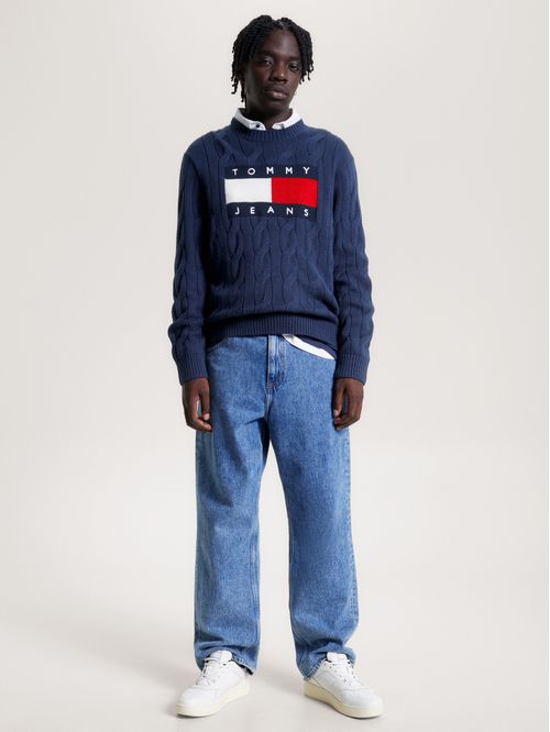 Sweater essential de punto trenzado con parche