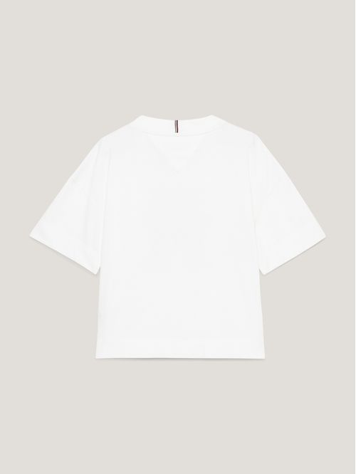 Remera con monograma TH de lentejuelas