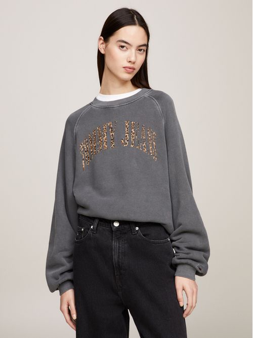 Buzo de corte relaxed con logo de leopardo
