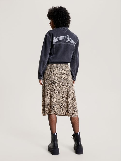 Falda recta con estampado de leopardo