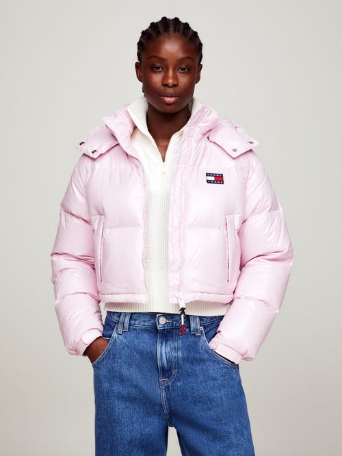 Campera Puffer de corte cropped con capucha