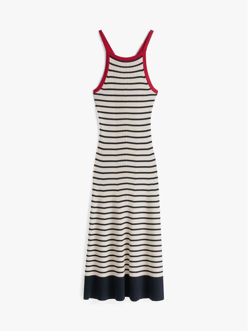 Vestido-largo-The-Sofia-Capsule-con-rayas
