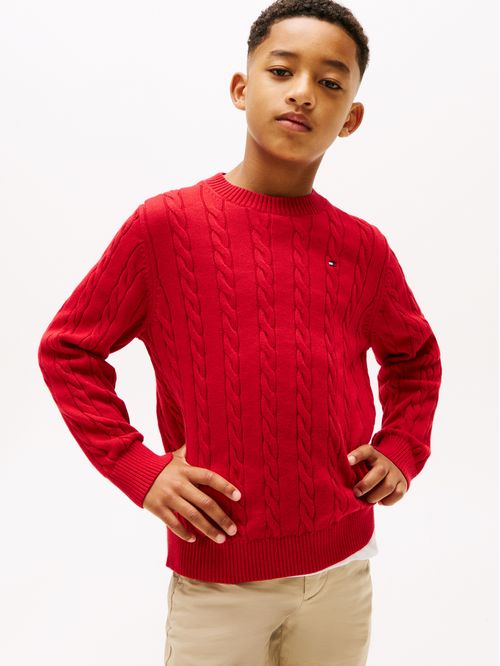 Sweater para niño básico con punto trenzado