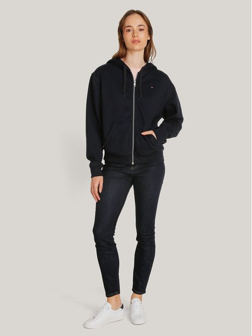 Buzo frizado con capucha y cierre regular fit