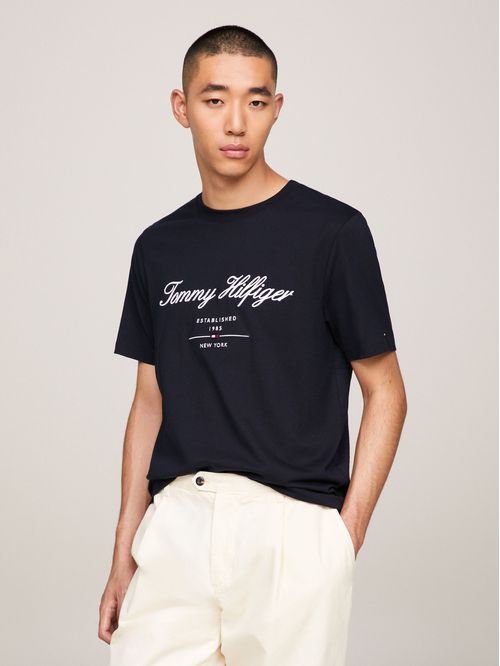Remera con logo bordado en cursiva regular fit