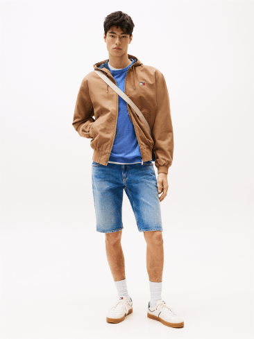 Bermuda de jean con efecto desteñido slim fit