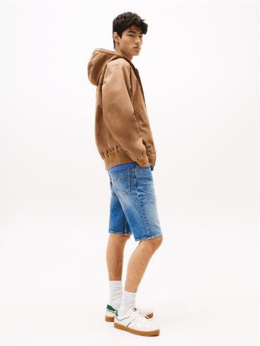 Bermuda de jean con efecto desteñido slim fit