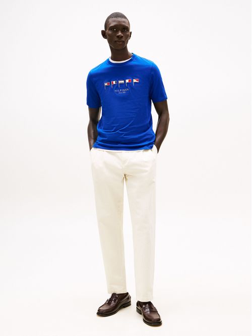 Remera con banderas bordadas regular fit