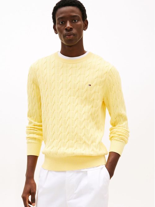 Sweater de punto trenzado cuello redondo