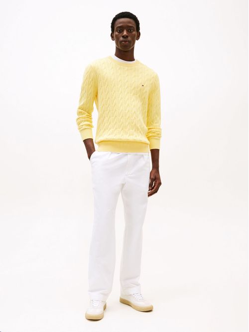 Sweater de punto trenzado cuello redondo