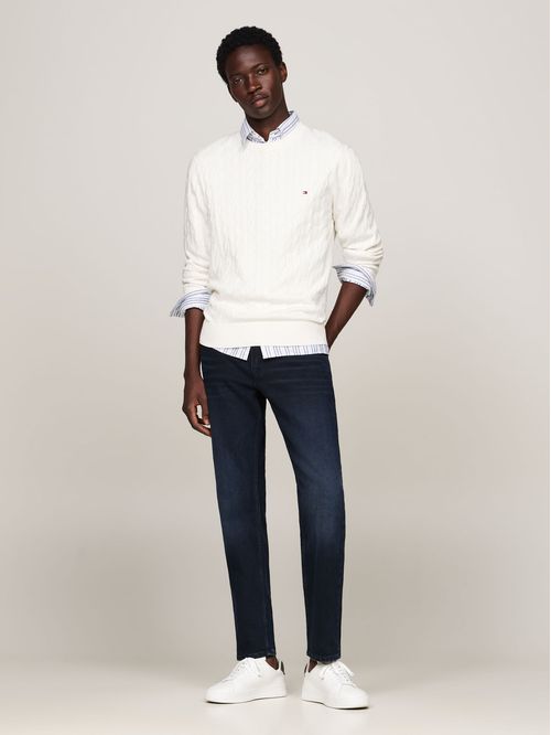 Sweater de punto trenzado cuello redondo