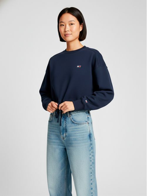 Buzo con logo bordado corte cropped