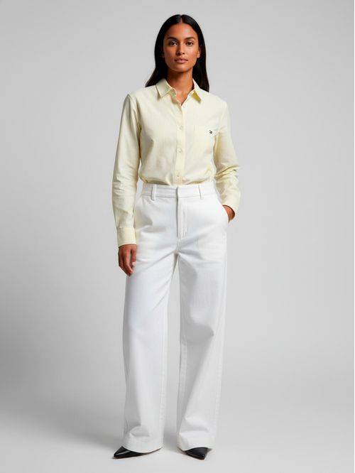 Camisa poplin a rayas con logo bordado regular fit