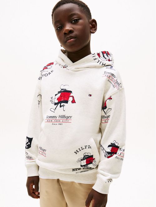 Buzo con capucha y logo estampado regular fit