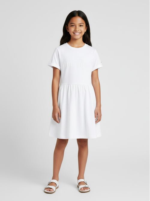 Vestido manga corta con logo bordado regular fit