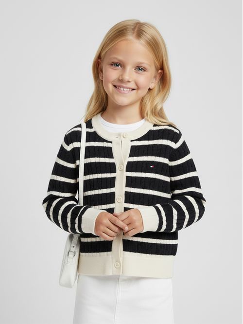 Cárdigan de punto rayas con botones slim fit