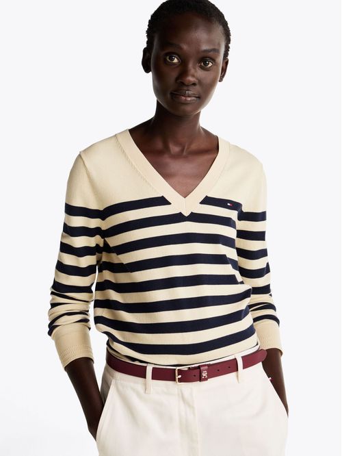 Sweater de punto con cuello en V