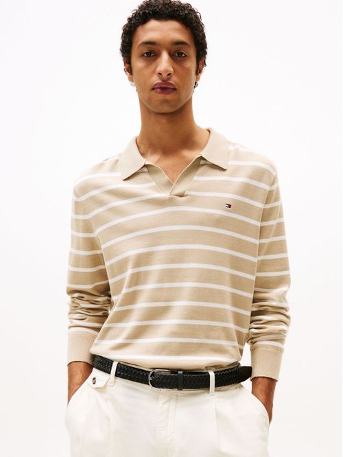 Sweater de punto con cuello de chomba regular fit