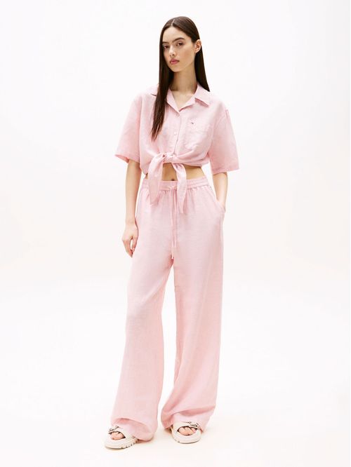 Pantalón wide leg de lino