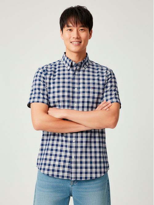 Camisa de algodón con cuadros regular fit