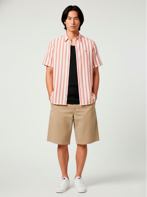 Camisa de lino manga corta regular fit