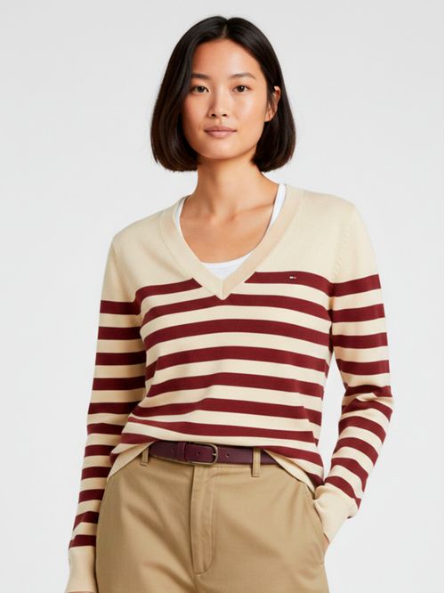 Sweater de punto con cuello en V