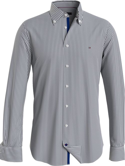 Camisa recta de algodón elástico a rayas