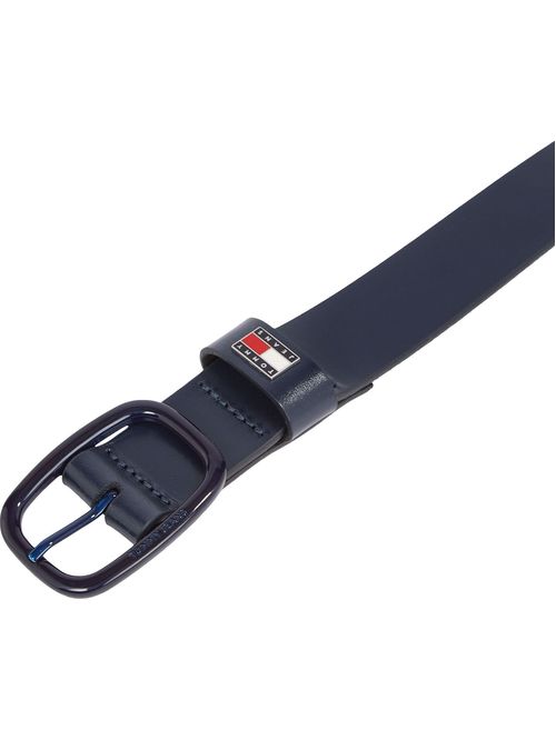 Cinturón cuero con hebilla ovalada y logo