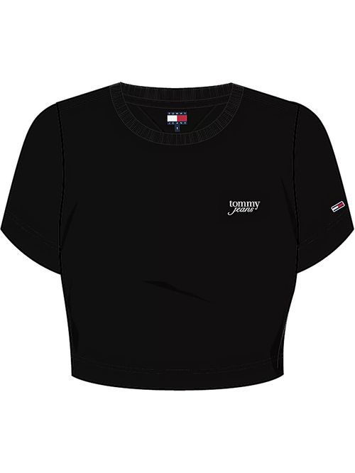 Remera cropped con logo bordado regular fit