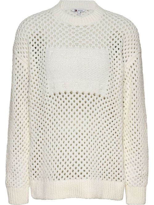 Sweater de tejido trenzado con logo