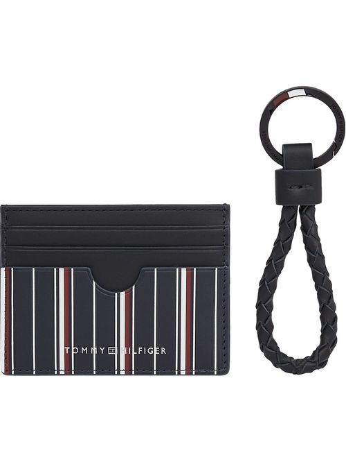 Conjunto de llavero y tarjetero de cuero