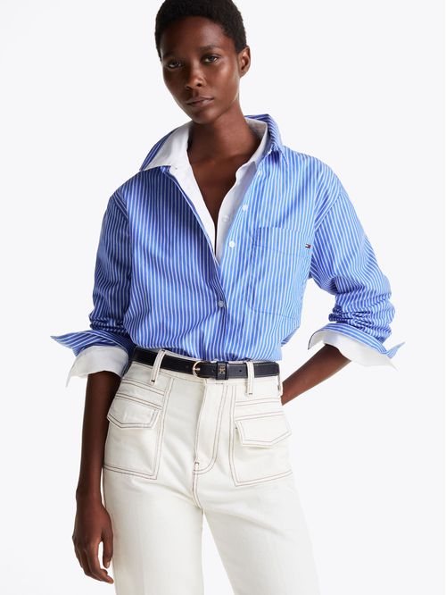 Camisa de poplín rayada oversize fit